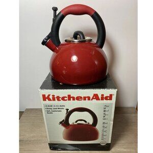 Kitchen Aid Empire Red Kettle In Box 2.25 QT Stovetop Whistling Original Design
